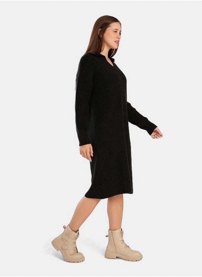 Clue Collared V-Neck Dress  - Image 2