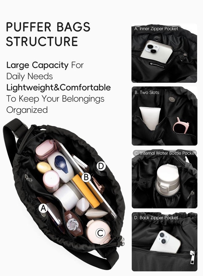 WESTBRONCO Medium Quilted Hobo Bags for Women Nylon Shoulder Bag, Women's Handbags with Adujustable Shoulder Wide Strap - Image 4