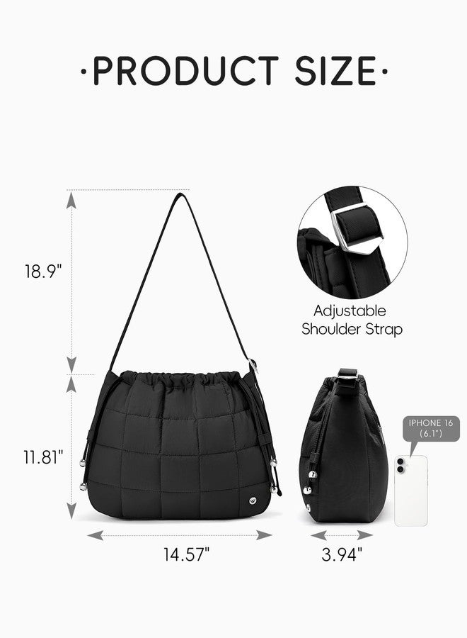 WESTBRONCO Medium Quilted Hobo Bags for Women Nylon Shoulder Bag, Women's Handbags with Adujustable Shoulder Wide Strap - Image 3