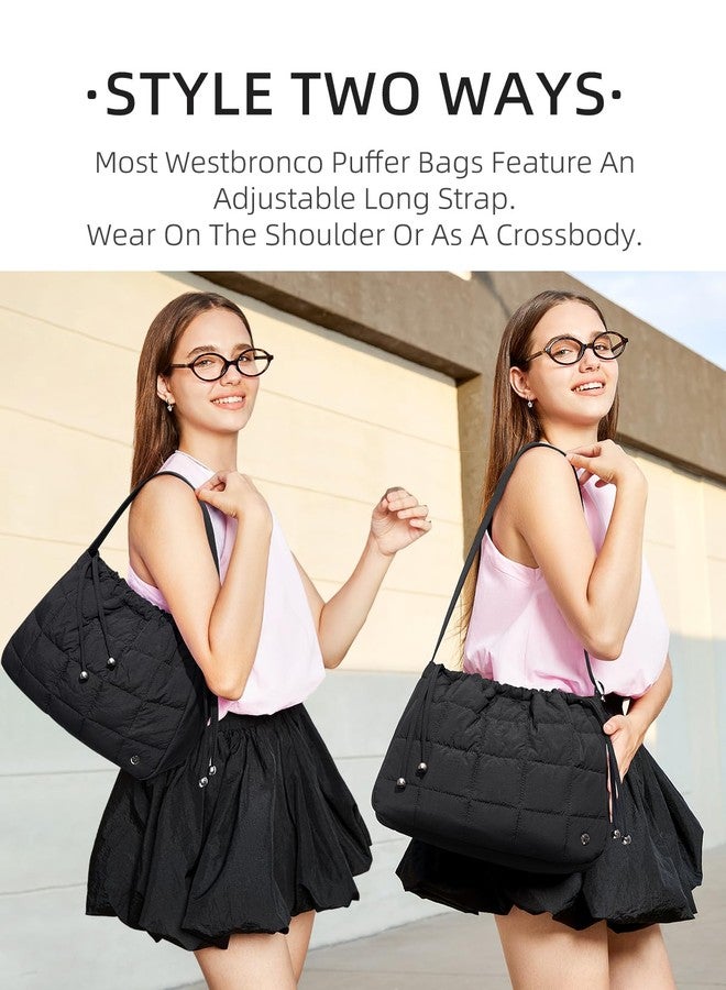 WESTBRONCO Medium Quilted Hobo Bags for Women Nylon Shoulder Bag, Women's Handbags with Adujustable Shoulder Wide Strap - Image 2