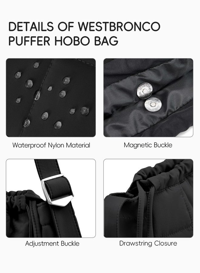 WESTBRONCO Medium Quilted Hobo Bags for Women Nylon Shoulder Bag, Women's Handbags with Adujustable Shoulder Wide Strap - Image 5