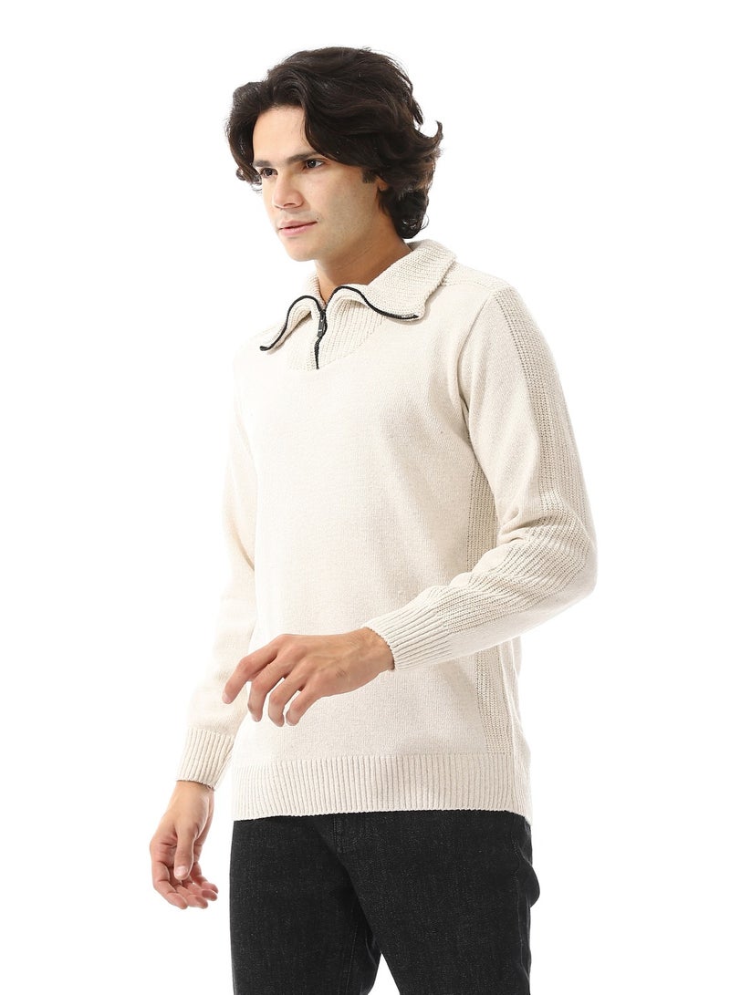 Andora Upper Zipper Through Long Sleeves Pullover  - Image 2