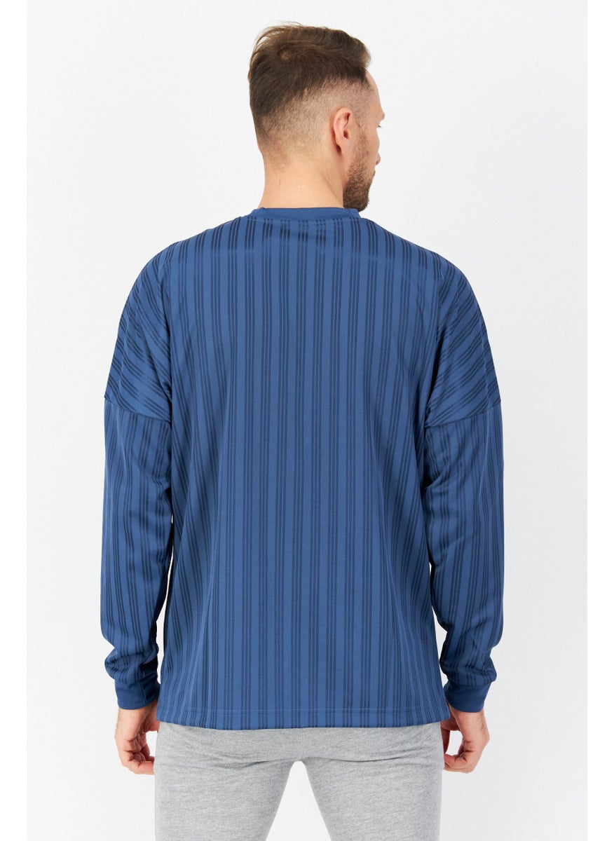 adidas Originals Men Sportswear Fit Long Sleeves Training Jersey, Blue  - Image 3