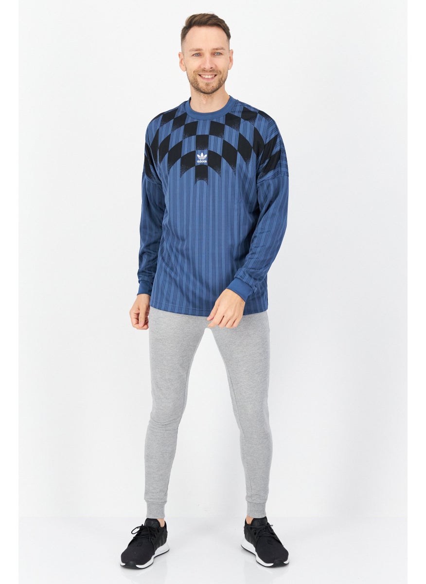 adidas Originals Men Sportswear Fit Long Sleeves Training Jersey, Blue  - Image 4