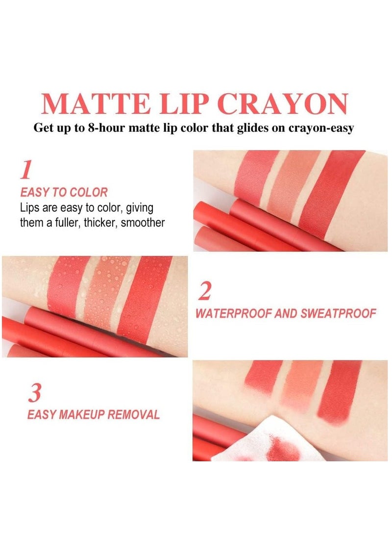 SYOSI Matt Nude Lipstick Lipliner Set with Built-in Sharpener Matte Lipliner Pencil Collection, Waterproof Crayon Nourishing Buildable Velvet Lip Crayon Lip Liner Lip Pen Lip Makeup 3 Colors - Image 2