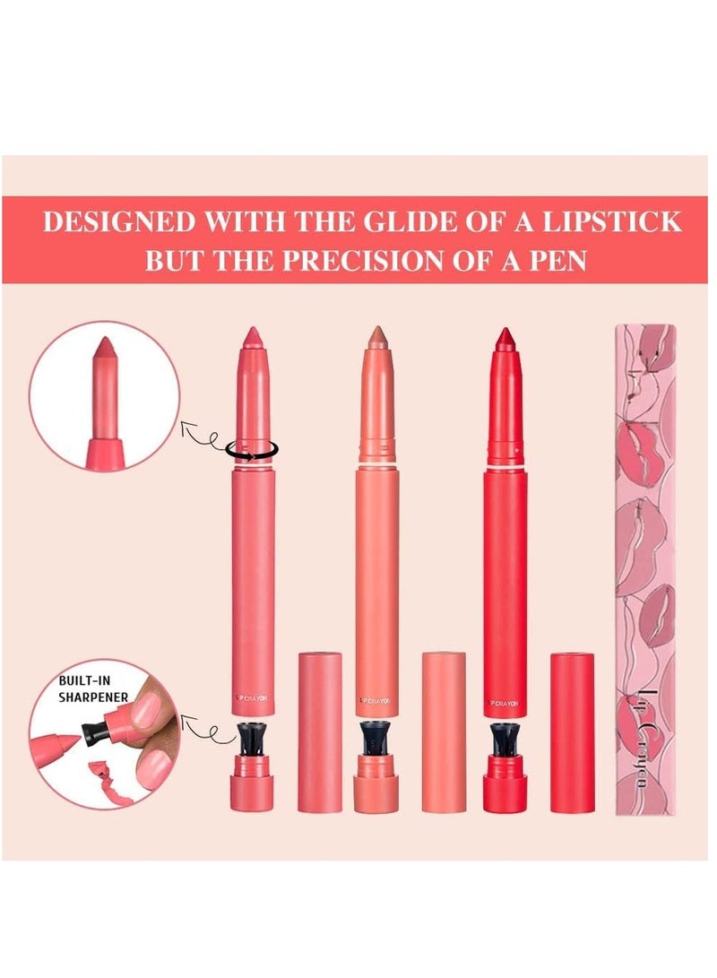SYOSI Matt Nude Lipstick Lipliner Set with Built-in Sharpener Matte Lipliner Pencil Collection, Waterproof Crayon Nourishing Buildable Velvet Lip Crayon Lip Liner Lip Pen Lip Makeup 3 Colors - Image 4