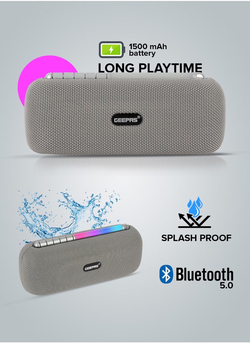 GEEPAS - Geepas Rechargeable Bluetooth Speaker GMS11172, Bluetooth, TWS Function and FM Radio, Lightweight and Portable Design, Hands-Free Calling, Grey, 2 Years Warranty - Image 1