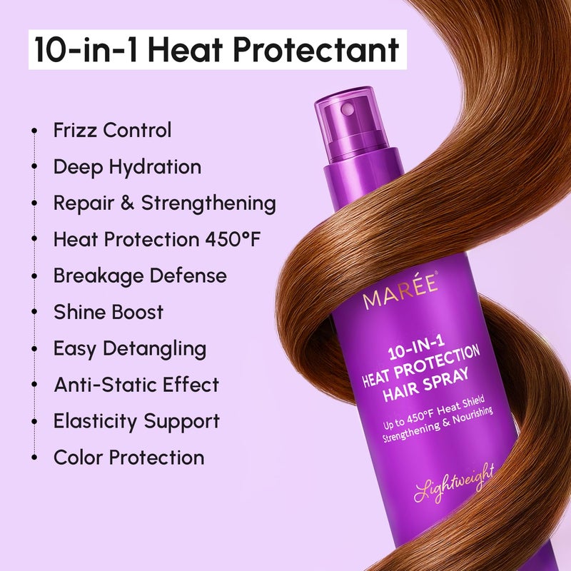 MAREE 10-in-1 Heat Protection Spray for Hair â€“ Heat Protectant for Hair with Keratin, Collagen & Argan Oil â€“ Frizz Control Hair Spray Women Care Product â€“ Anti Frizz Protector de Calor para el Cabello - Image 3