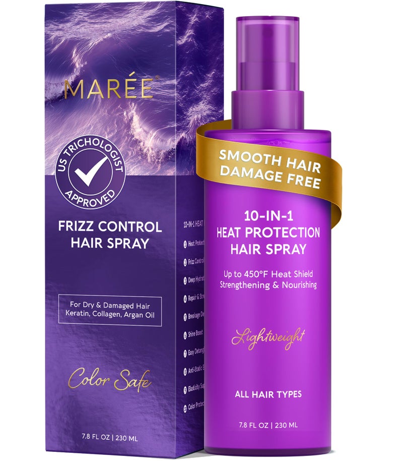 MAREE 10-in-1 Heat Protection Spray for Hair â€“ Heat Protectant for Hair with Keratin, Collagen & Argan Oil â€“ Frizz Control Hair Spray Women Care Product â€“ Anti Frizz Protector de Calor para el Cabello - Image 1