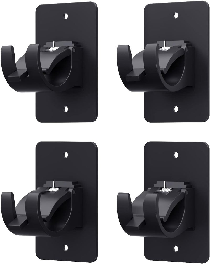 Wabboreq 4 Pieces Self Adhesive Curtain Rod Bracket, Universal Plastic Curtain Rod Holders, No Drill Curtain Rod Brackets Curtain Rod Hooks for Bathroom, Bedroom, Livingroom, Kitchen (Black) - Image 2