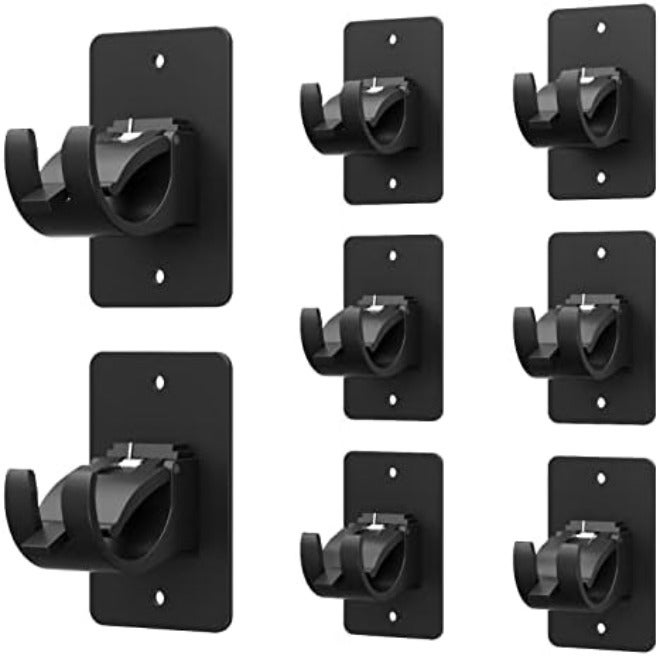 Wabboreq 4 Pieces Self Adhesive Curtain Rod Bracket, Universal Plastic Curtain Rod Holders, No Drill Curtain Rod Brackets Curtain Rod Hooks for Bathroom, Bedroom, Livingroom, Kitchen (Black) - Image 1