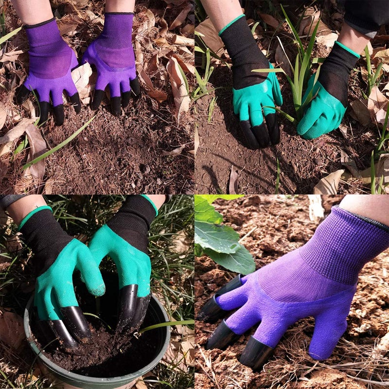 DCCPAA Garden Gloves with Claws 2 Pairsï¼ˆTwo Hands with Claws for Digging, Planting, Weeding, Seeding-Waterproof, Best Gardening Gifts for Men and Women-Purple+Green - Image 5