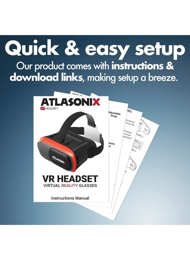 Atlasonix - VR Headset for Phone with Controller | Virtual Reality Game System Compatible with iPhone and Android | Virtual Reality Goggles w/Remote Control for Android | 3D Glasses for Kids and Adults - Image 1
