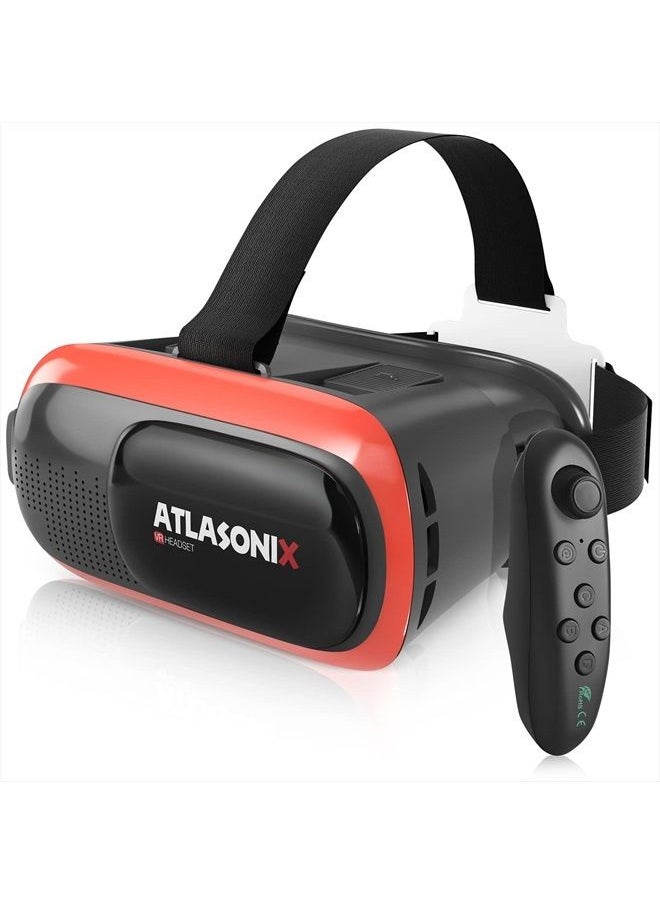 Atlasonix - VR Headset for Phone with Controller | Virtual Reality Game System Compatible with iPhone and Android | Virtual Reality Goggles w/Remote Control for Android | 3D Glasses for Kids and Adults - Image 1