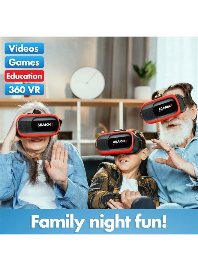 Atlasonix - VR Headset for Phone with Controller | Virtual Reality Game System Compatible with iPhone and Android | Virtual Reality Goggles w/Remote Control for Android | 3D Glasses for Kids and Adults - Image 1