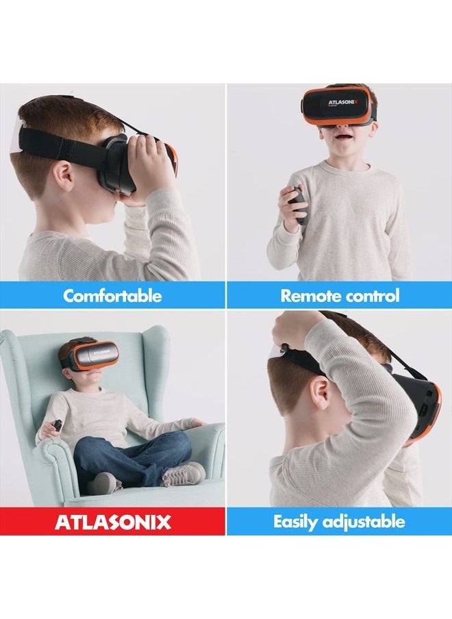 Atlasonix - VR Headset for Phone with Controller | Virtual Reality Game System Compatible with iPhone and Android | Virtual Reality Goggles w/Remote Control for Android | 3D Glasses for Kids and Adults - Image 1