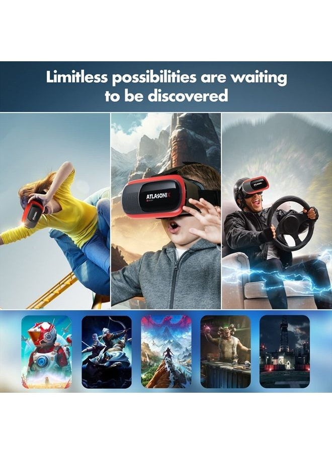 Atlasonix - VR Headset for Phone with Controller | Virtual Reality Game System Compatible with iPhone and Android | Virtual Reality Goggles w/Remote Control for Android | 3D Glasses for Kids and Adults - Image 1