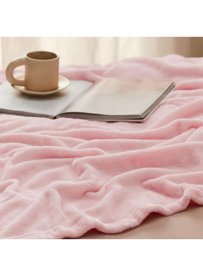 Bedsure Fleece Blanket Twin Blanket Pink - 300GSM Soft Lightweight Plush Cozy Twin Blankets for Bed, Sofa, Couch, Travel, Camping, 60x80 inches - Image 1