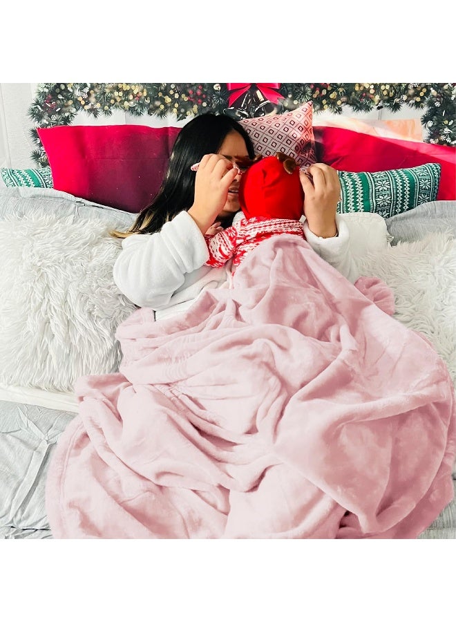 Bedsure Fleece Blanket Twin Blanket Pink - 300GSM Soft Lightweight Plush Cozy Twin Blankets for Bed, Sofa, Couch, Travel, Camping, 60x80 inches - Image 2