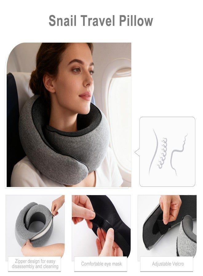 Travel Neck Pillow for Airplane, 100% Memory Foam Travel Pillow with Chin Support, Neck Pillow for Airplanes Car and Office, Soft Breathable Washable Cover, Grey - Image 5