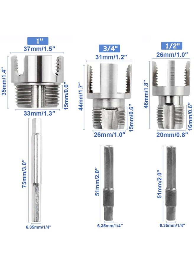 Wolfride 3Pcs Pipe Thread Cutting Tool, Integrated Internal & External Pipe Threading Tool PVC & Plastic Pipe Threader Kit 1/2" 3/4" 1" - Image 2
