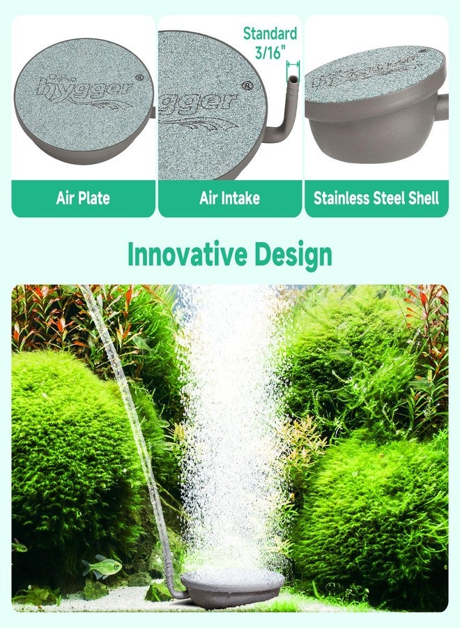 هايغر حجر تهوية لحوض السمك من هيجر، طقم حجر فقاعات لحوض السمك مقاس 2.3 بوصة، يُنتج فقاعات صغيرة جدًا، حجر تهوية عالي التركيز بقاعدة من الفولاذ المقاوم للصدأ، مناسب لأحواض السمك والزراعة المائية. - Image 4