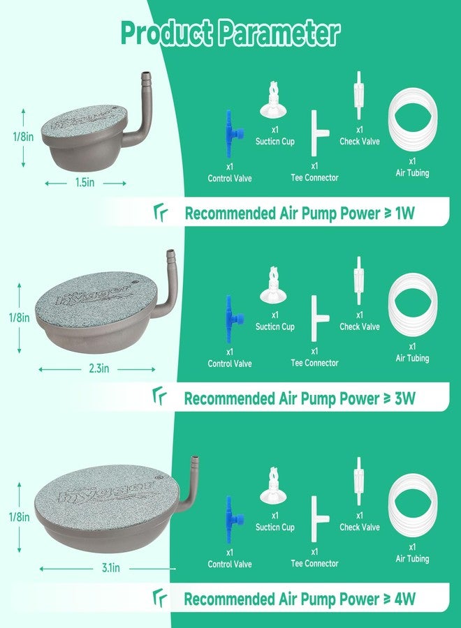 هايغر حجر تهوية لحوض السمك من هيجر، طقم حجر فقاعات لحوض السمك مقاس 2.3 بوصة، يُنتج فقاعات صغيرة جدًا، حجر تهوية عالي التركيز بقاعدة من الفولاذ المقاوم للصدأ، مناسب لأحواض السمك والزراعة المائية. - Image 5
