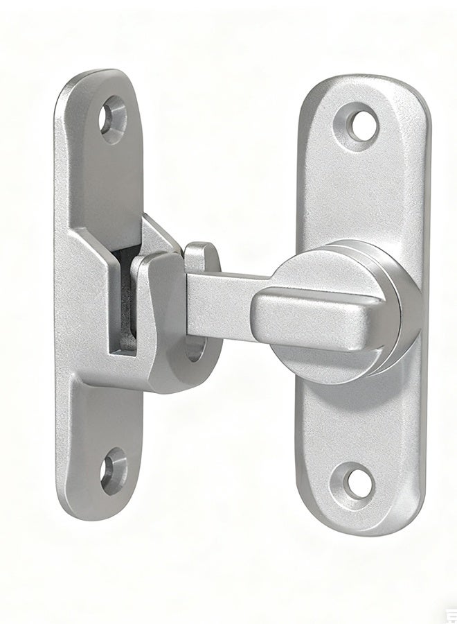 Happy D Silvery Barn Door Latches, 90/180 Degree Gate Lock, Flip Gate Latches Hardware, Zinc Alloy Right Angle Door Lock Latch, Door Security Sliding Door Latch Lock for Cabinets,Bathroom - Image 1
