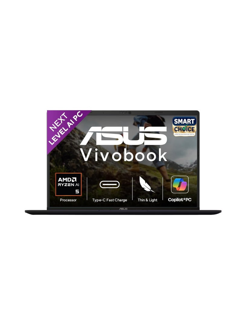 ASUS VivoBook 16 M1607KA Laptop, 16” WUXGA 1920x1200 Display, AMD Ryzen AI 5 330 Processor, 16GB RAM, 1TB SSD, Windows 11, WiFi 6E, Copilot+ PC, Quiet Blue (Upgraded Version) Quite Blue - Image 1