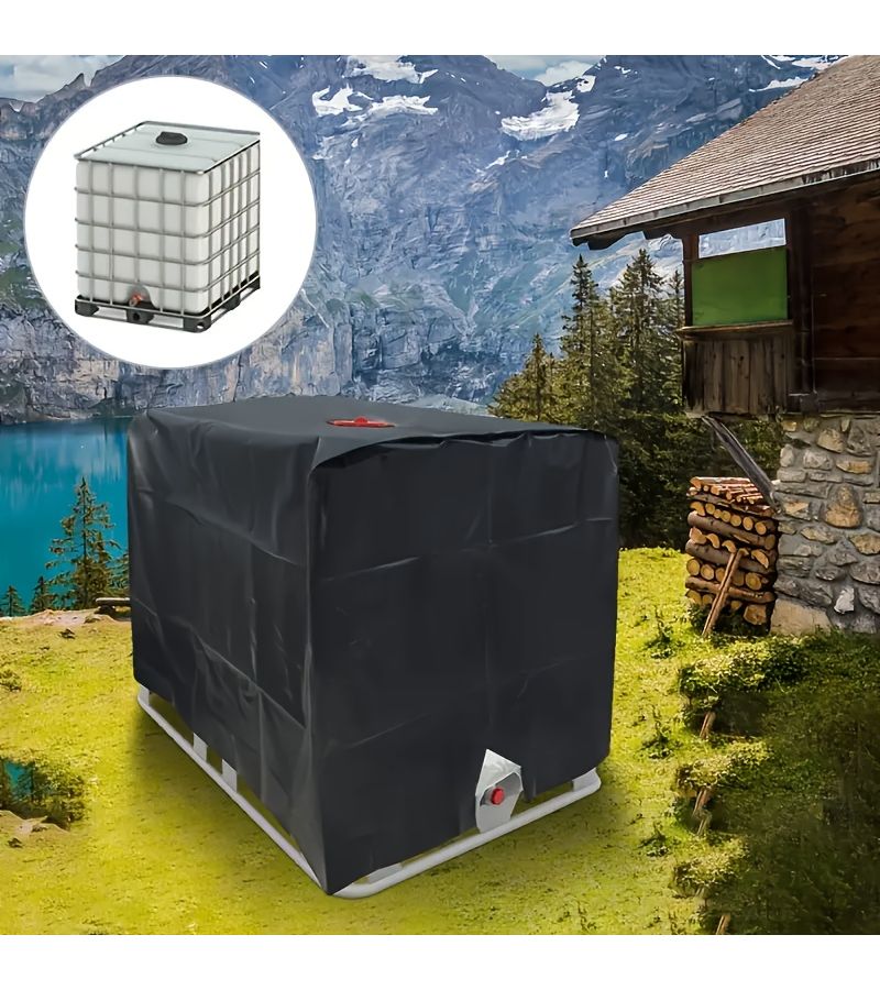 غطاء حاوية IBC ثقيل أسود 47.2 × 45.7 × 39.4 بوصة واقي برميل خارجي - Image 1