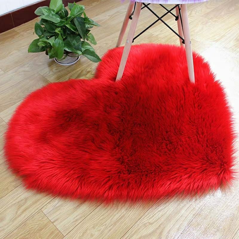 Heart Shaped Plush Anti-Slip Floor Mat, 2 Pack Wool-Like Cozy Soft Home Decor Carpet for Living Room Bedroom Indoor Use - Image 1