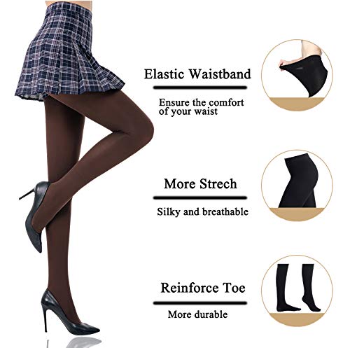 HONENNA Women's Control Top High Elastic Soft Opaque Pantyhose Tights - Image 2