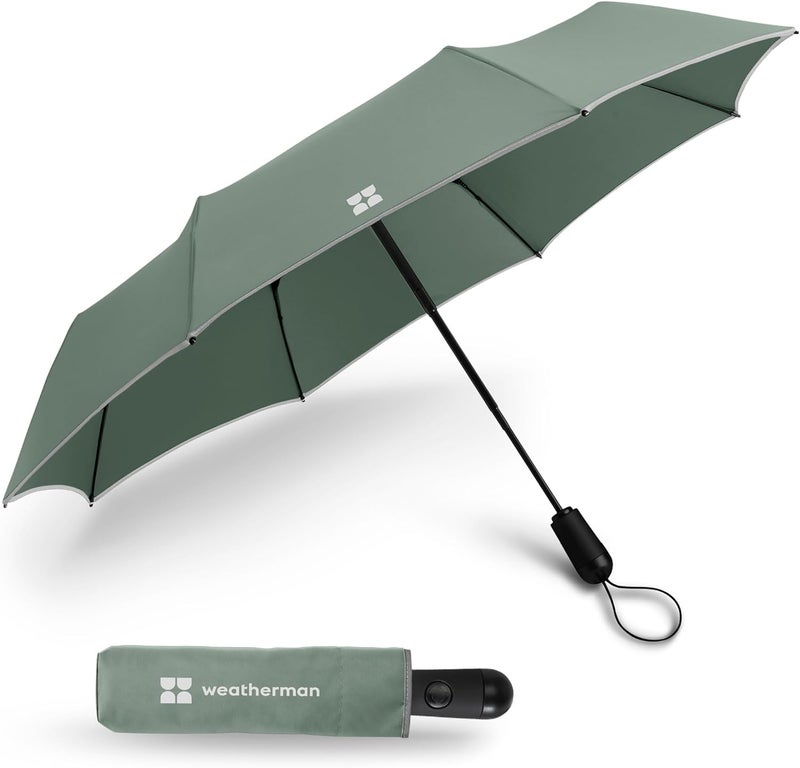 Weatherman Umbrella - Premium Small Compact Mini Umbrellas for Traveling - Windproof Umbrellaas Resists Up to 45 MPH Winds - Traveling Umbrellasa for Rain, Wind, Purse, Pocket, Backpack, Car - Portable Travel Umbrellas Easy Auto Open Close w/ Strong Fiberglass Frame - Image 1