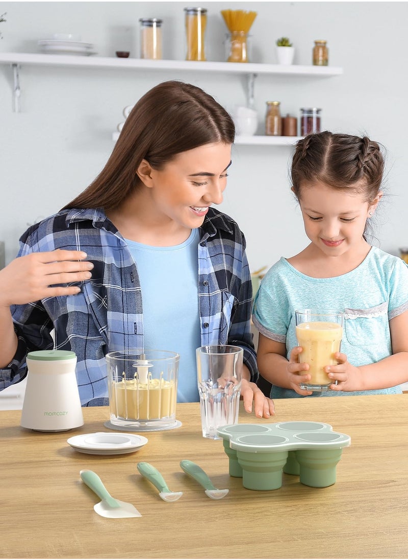 Momcozy - صانع طعام الأطفال، مجموعة هدايا معالج طعام الأطفال لأغذية الأطفال واللحوم والخضروات والفواكه وخلاط طعام الأطفال مع حاويات طعام الأطفال وصينية تجميد الطعام وملاعق السيليكون - Image 1