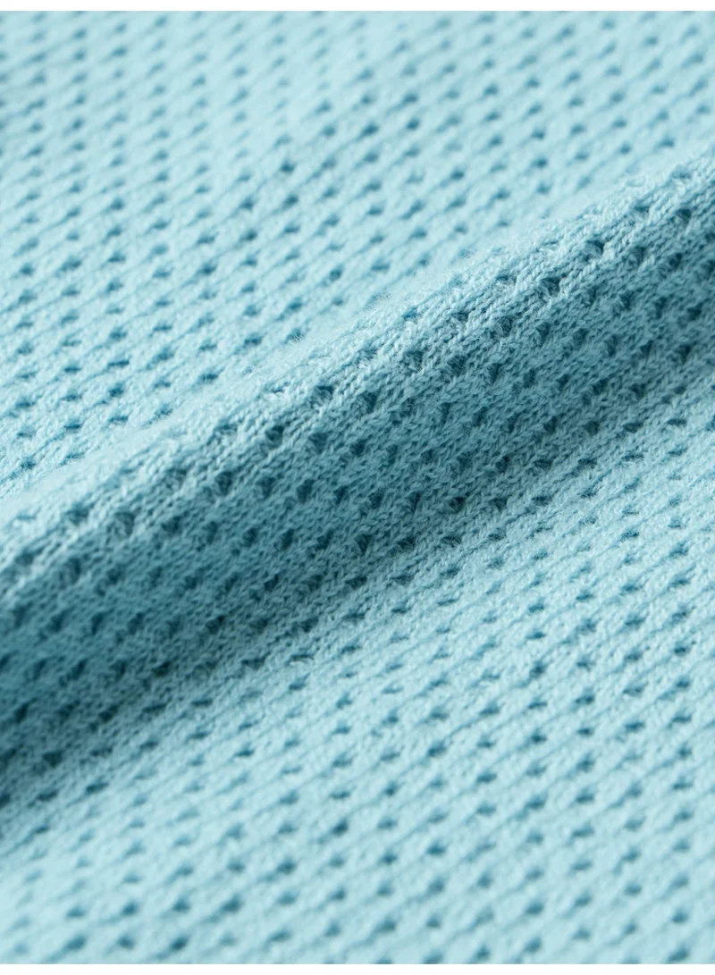 The Souled Store  The Souled Store Ghost: Jacquard Polo Blue Soul Men and Boys Short Sleeve Spread Collar Light Blue and Pink Embroidered Colourblocked 100% Cotton Textured Knit Breathable Polo Shirts  | Best Price UAE