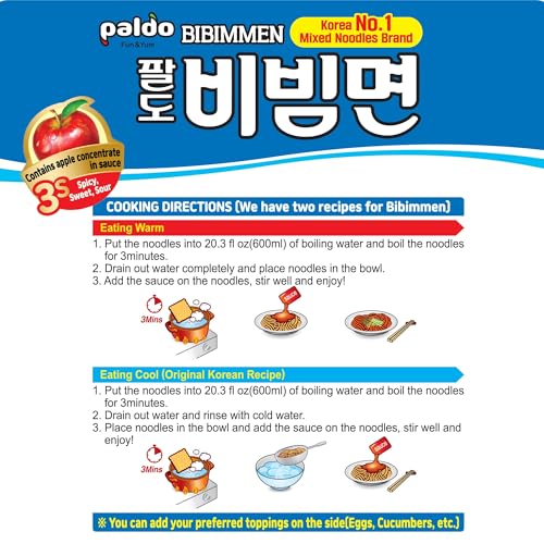 Paldo Bibimmen Spicy Korean Noodles, 130 grams x 5 packs - Image 5