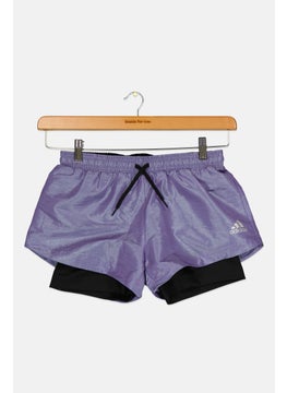 Adidas Kids Girl Brand Logo 2 in 1 Training Shorts, Purple  - Image 1