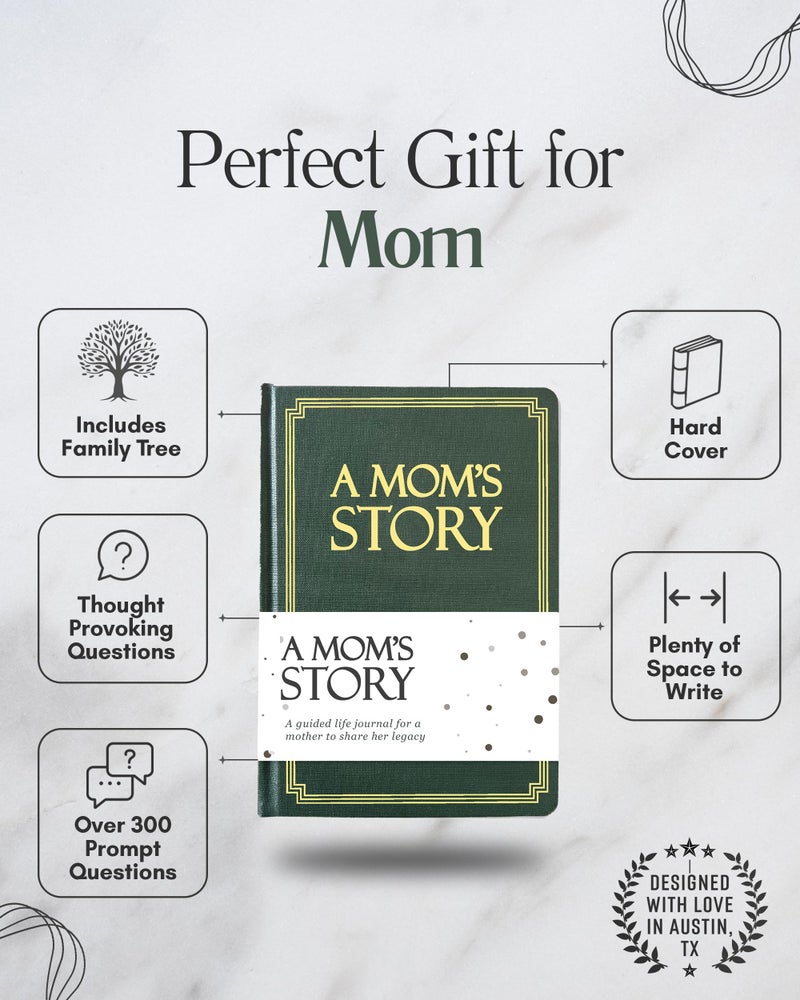 Coco & Lan Mom's Life Story Journal (Hardcover): A Meaningful Keepsake for Mom to Share Her Journey and Memories, Book Includes 250+ Prompt Questions, Sentimental Gifts for Mother's Day, Birthday & Christmas - Image 2