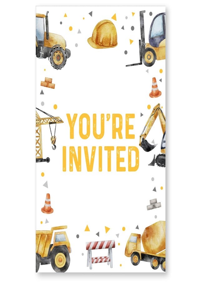 Soiceu Construction Birthday Party Invitations with Envelopes Set of 20 Construction Dump Truck Boy Birthday Party Invites Fill in Blank - Image 4