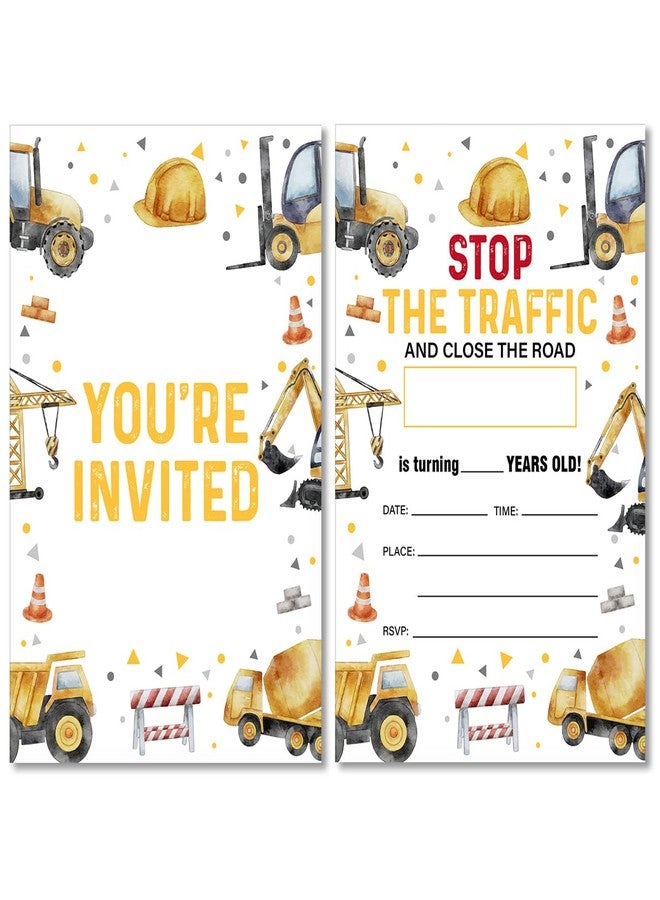 Soiceu Construction Birthday Party Invitations with Envelopes Set of 20 Construction Dump Truck Boy Birthday Party Invites Fill in Blank - Image 1