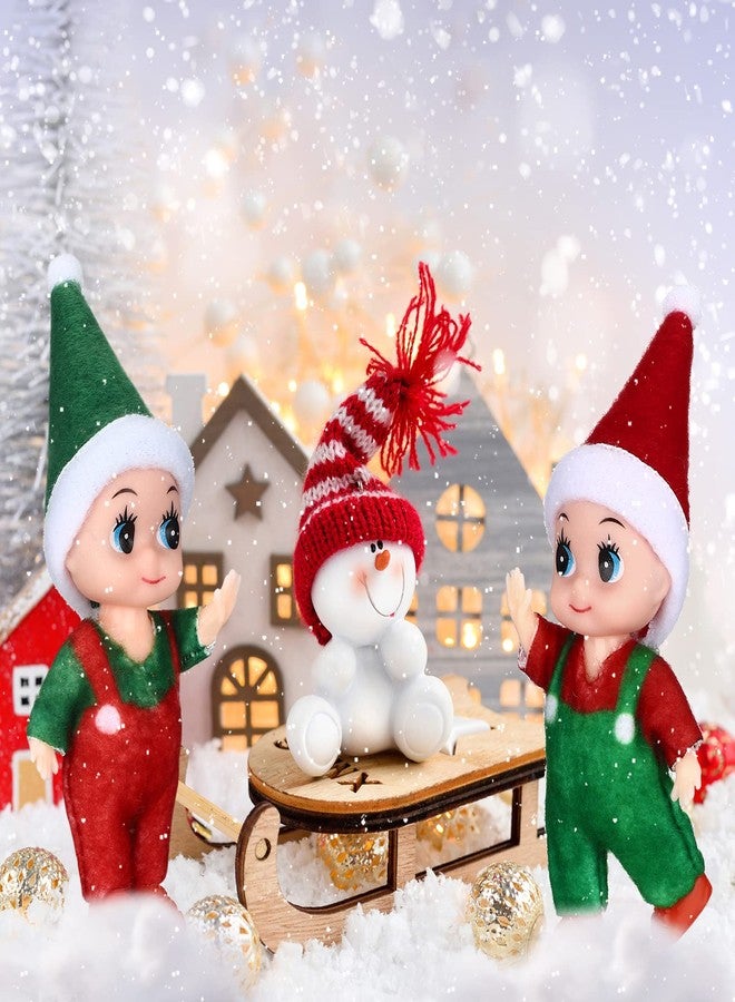 Aoriher 6 Pcs Christmas Elf Twins in Bib Pants and Bodysuit Miniature Accessories Christmas Green Red Elf Suitable for Xmas New Year Decor(Suspenders) - Image 5