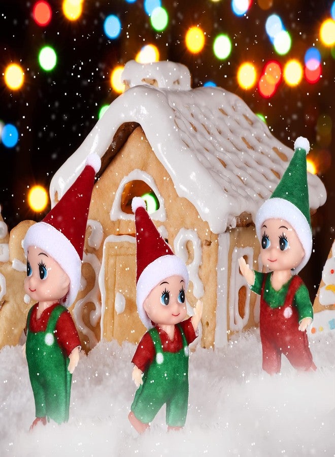 Aoriher 6 Pcs Christmas Elf Twins in Bib Pants and Bodysuit Miniature Accessories Christmas Green Red Elf Suitable for Xmas New Year Decor(Suspenders) - Image 2