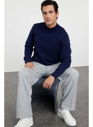 Navy Blue Slim Slim Fit Half Turtleneck Textured Knitwear Sweater TMNAW20LS0012 - pzsku/Z288E2274826EEAD8553EZ/45/_/1737375457/71c5f161-0496-4dff-840e-fc715e8f3f94