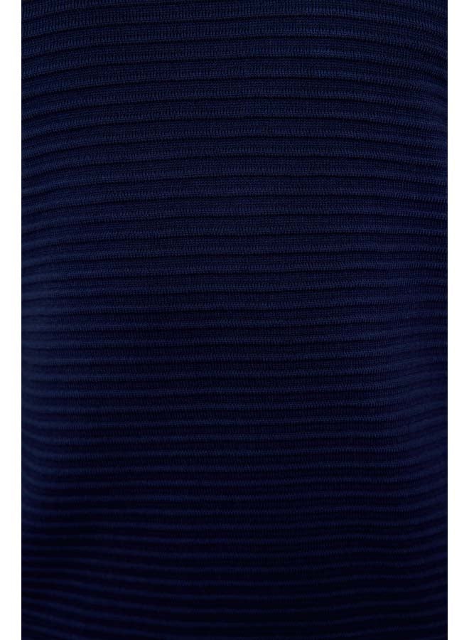trendyol Navy Blue Slim Slim Fit Half Turtleneck Textured Knitwear Sweater TMNAW20LS0012 - Image 4