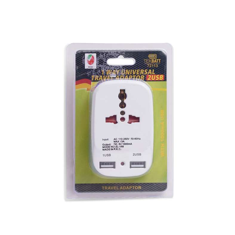 Pan Home محول سفر عالمي مع 2 منفذ USB - أبيض - Image 4