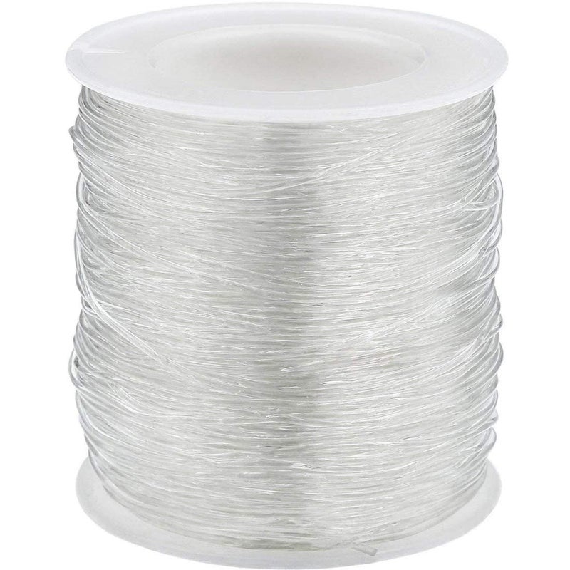 DIY Crafts Pack of 1 Roll, Beading Cords & Threads, Roll Stretchy Roll White Elastic Clear Beading Thread Stretch Polyester String Cord (60 Meters(Pack of 1 Roll, Beading Cords & Threads) - Image 1