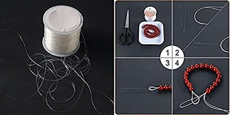 DIY Crafts Pack of 1 Roll, Beading Cords & Threads, Roll Stretchy Roll White Elastic Clear Beading Thread Stretch Polyester String Cord (60 Meters(Pack of 1 Roll, Beading Cords & Threads) - Image 2