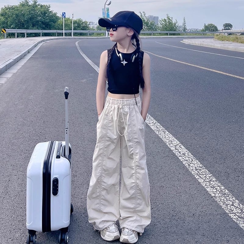 Girls' Casual Pants Summer Style Children'S Summer Wear Loose Straight Tube Children'S Wear Workwear Long Pants Children'S Wear