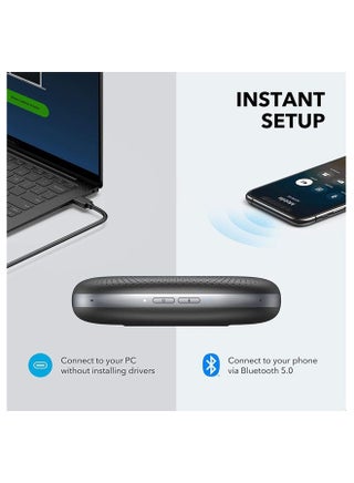 Power Conf Bluetooth Speakerphone, 6 Mics, Enhanced Voice Pickup, 24H Call Time, Bluetooth 5, USB C, Zoom Certified Bluetooth Conference Speaker, Compatible with Leading Platforms For Home Office Black - view 2