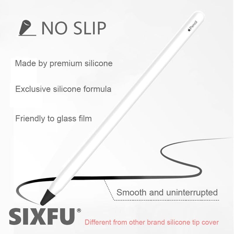 SIXFU 30 PCS Paper Feel Silence Covers for Apple Pencil Tips, Protects Both Tip and iPad Screen, Silicone Design, 30 Black Covers - Image 4